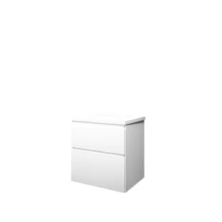 Proline Top base cabinet with cover plate - 60x46x63 cm - Matt white - 2 asymmetrical drawers