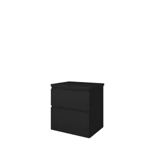 Proline Top base cabinet with cover plate - 60x46x63 cm - Matt black - 2 asymmetrical drawers