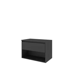 Proline Top base cabinet with cover plate - 80x46x55 cm - Black oak - 1 drawer with 1 open shelf