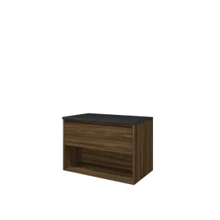 Proline Top base cabinet with cover plate - 80x46x55 cm - Cabana oak/Blue stone - 1 drawer with 1 open shelf