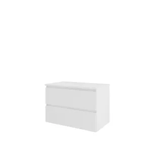 Proline Top base cabinet with cover plate - 80x46x55 cm - Gloss white - 2 drawers milled vertically