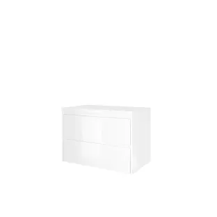 Proline Top base cabinet with cover plate - 80x46x55 cm - Gloss white - 2 symmetrical drawers