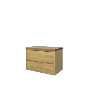 Proline Top base cabinet with cover plate - 80x46x55 cm - Ideal oak - 2 symmetrical drawers