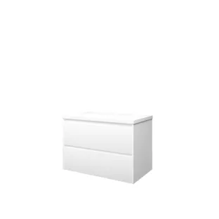 Proline Top base cabinet with cover plate - 80x46x55 cm - Matt white - 2 symmetrical drawers