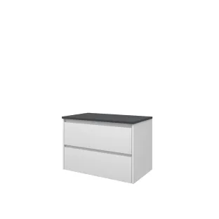 Proline Top base cabinet with cover plate - 80x46x55 cm - Matt white/Blue stone - 2 symmetrical drawers