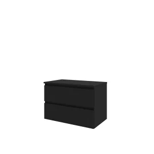 Proline Top base cabinet with cover plate - 80x46x55 cm - Matt black - 2 drawers milled vertically