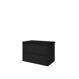 Proline Top base cabinet with cover plate - 80x46x55 cm - Matt black - 2 symmetrical drawers