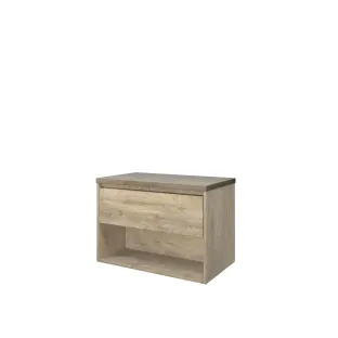 Proline Top base cabinet with cover plate - 80x46x55 cm - Raw oak - 1 drawer with 1 open shelf