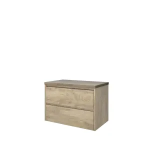 Proline Top base cabinet with cover plate - 80x46x55 cm - Raw oak - 2 symmetrical drawers