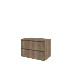 Proline Top base cabinet with cover plate - 80x46x55 cm - Terra oak - 2 drawers vertically milled