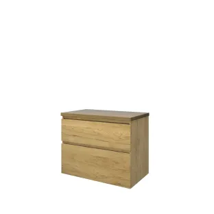 Proline Top base cabinet with cover plate - 80x46x63 cm - Ideal oak - 2 asymmetrical drawers