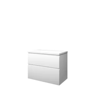 Proline Top base cabinet with cover plate - 80x46x63 cm - Matt white - 2 asymmetrical drawers