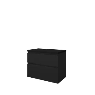 Proline Top base cabinet with cover plate - 80x46x63 cm - Matt black - 2 asymmetrical drawers