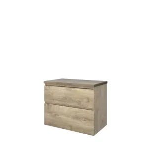 Proline Top base cabinet with cover plate - 80x46x63 cm - Raw oak - 2 asymmetrical drawers