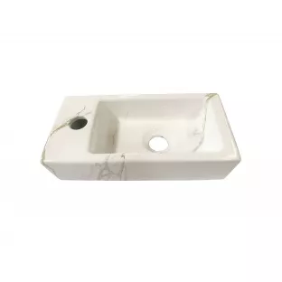 Rhea mini fontein - Kraangat links - 36.5x18x9 cm - Keramiek carrara