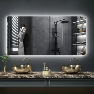 Mirror YDAY design bathroom mirror - 100x60cm - dimmable indirect LED lighting - touch switch - mirror heating