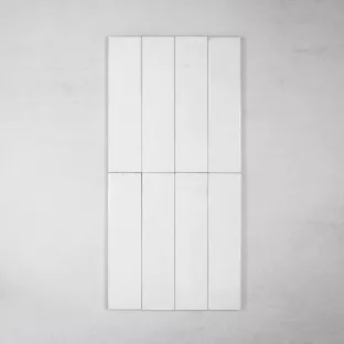 Tilorex Lucia - Wall tile Glossy white - 6x24 cm - Ceramic - 10 mm  thick