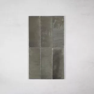 Tilorex Sassari - Wall tile Glossy grey - 7.5x20 cm - Ceramic - 10 mm  thick