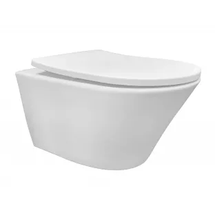 Vesta randloos hangend toilet - Met Shade slim dunne toiletzitting - Softclose en quick release - Mat wit - 52 cm diep