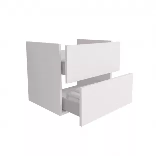 Sanilet Daan bathroom furniture 60 cm wide - White ribbed - assembled - without mirror - washbasin solid surface - 1 tap hole