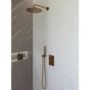 Wiesbaden Caral built-in rain shower set complete - main shower 25 cm - rod hand shower - brushed bronze copper