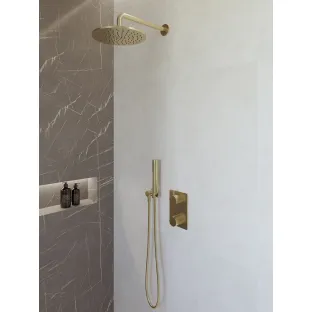 Wiesbaden Caral built-in rain shower set complete - main shower 25 cm - rod hand shower - brushed brass