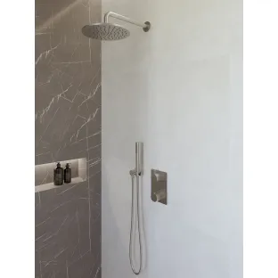 Wiesbaden Caral built-in rain shower set complete - main shower 25 cm - rod hand shower - brushed steel