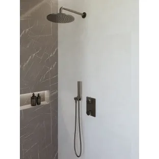 Wiesbaden Caral built-in rain shower set complete - main shower 25 cm - rod hand shower - gunmetal