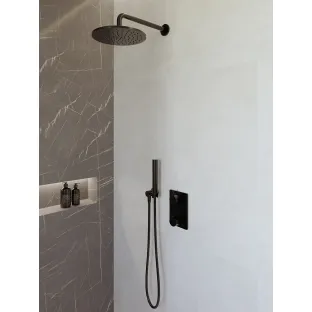 Wiesbaden Caral built-in rain shower set complete - main shower 25 cm - rod hand shower - matt black