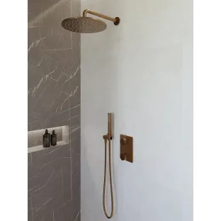 Wiesbaden Caral built-in rain shower set complete - main shower 30 cm - rod hand shower - brushed bronze copper