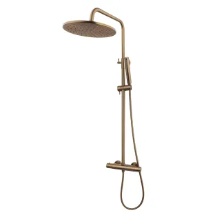 Wiesbaden Caral thermostatic rain shower set surface-mounted - brushed bronze copper