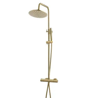 Wiesbaden Caral thermostatic rain shower set surface-mounted - brushed brass