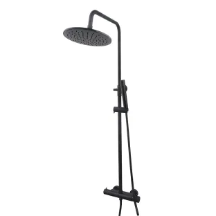 Wiesbaden Caral thermostatic rain shower set surface-mounted - matt black