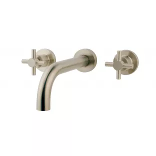 Wiesbaden Cross - 2-button built-in washbasin tap finishing part - Brushed steel