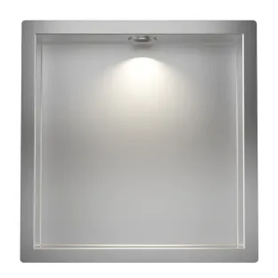 Wiesbaden Demis recessed niche with LED lighting - 30x30x7 cm - Stainless steel