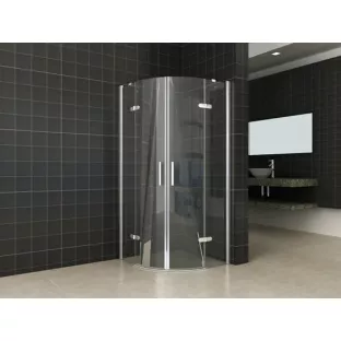 Wiesbaden douchecabine - Kwartrond 2 deuren - 90 x 90 x 200 - Chroom - 8mm dik veiligheidsglas - NANO coating