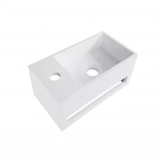 Wiesbaden Julia fontein - Kraangat links - Solid surface - 35x20x16 cm - Mat wit