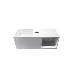 Wiesbaden Julia fontein - Solid surface - Met nis rechts - 54x20x20 cm - Mat wit