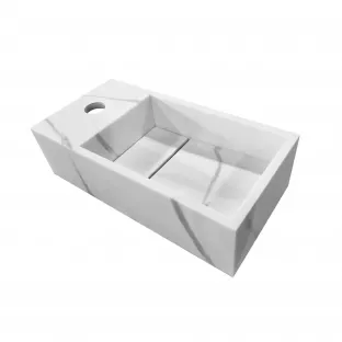 Wiesbaden Noble fontein - Kraangat links - Solid surface - 36x18x10 cm - Marmer wit