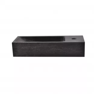 Wiesbaden ondiep natuursteen toilet fontein - Kraangat rechts - 38x14x8 cm