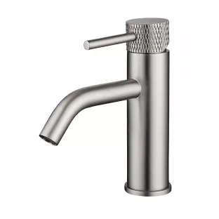 Wiesbaden Ribbd - washbasin tap - stainless steel - ribbed lever