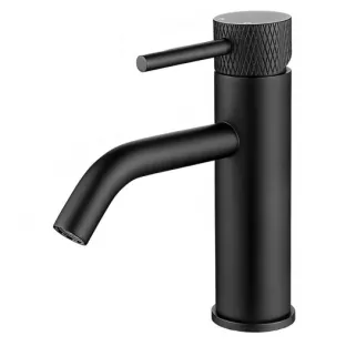 Wiesbaden Ribbd - washbasin tap - Matt black - Ribbed lever