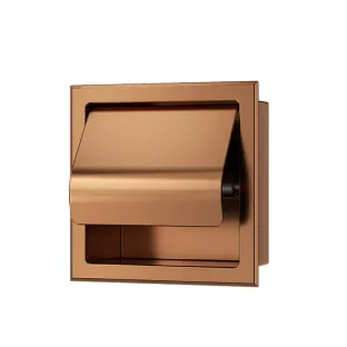 Wiesbaden Rocko toilet roll holder with lid - Flush-mounted - Brushed bronze copper