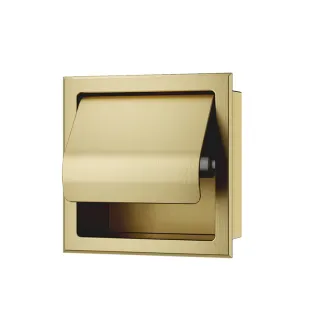 Wiesbaden Rocko toilet roll holder with lid - Flush-mounted - Brushed brass (gold)