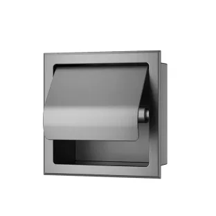 Wiesbaden Rocko toilet roll holder with lid - Flush-mounted - Gunmetal