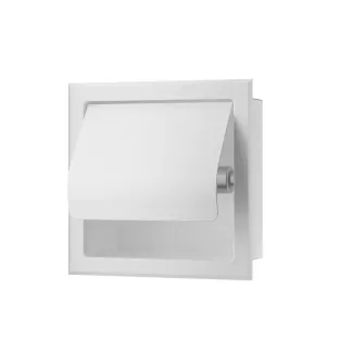 Wiesbaden Rocko toilet roll holder with lid - Flush-mounted - Matt white