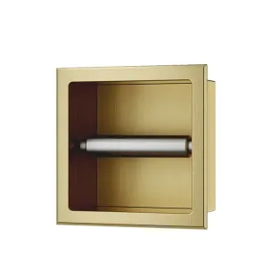 Wiesbaden Rocko toilet roll holder without lid - Flush-mounted - Brushed brass (gold)