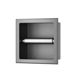 Wiesbaden Rocko toilet roll holder without lid - Flush-mounted - Gunmetal