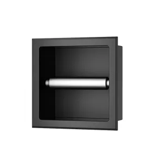 Wiesbaden Rocko toilet roll holder without lid - Flush-mounted - Matt black