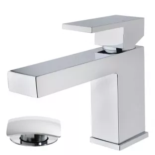 Wiesbaden Rombo - Low built-in washbasin tap - With click waste - Chrome